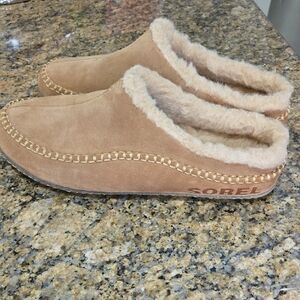 Sorel Men's Camel  Suede Shearling-Lined  Slippers